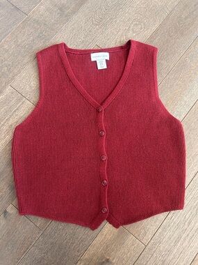 XL Sincerly Jules Women's V-Neck Button-Front Sweater Vest - Wine Red